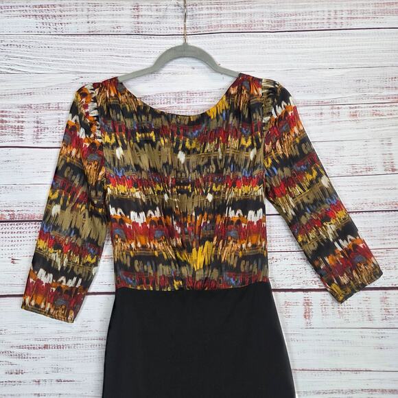 Aryn K Bodycon Mini Dress with Silk Top S Pleated High Neck Fitted Skirt Party - Picture 4 of 15